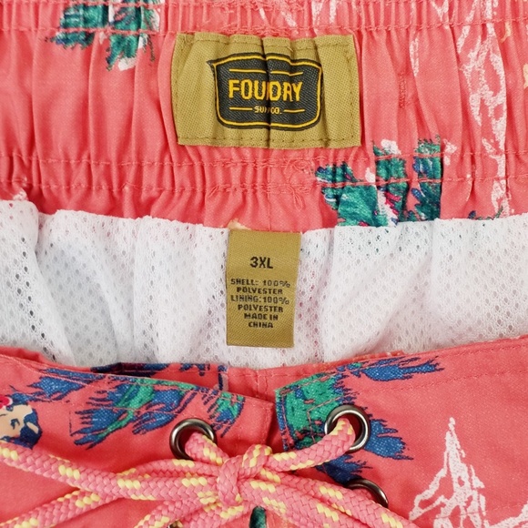 The Foundry Big & Tall Hula Girl Pattern Lined Swim Trunks Mens Size 3X - Picture 6 of 7